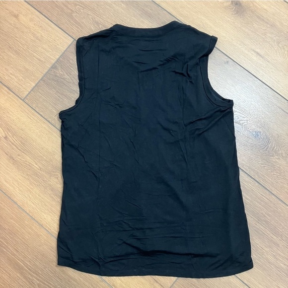 Carmen Marc Valvo Black Half-zip Lace Front Tank Top (L) - Picture 3 of 3